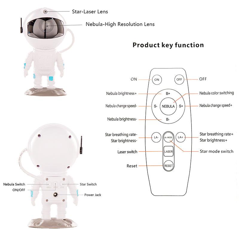 New Galaxy Projector Astronaut Starry Sky Projector Remote Control Music Laser - candiastore